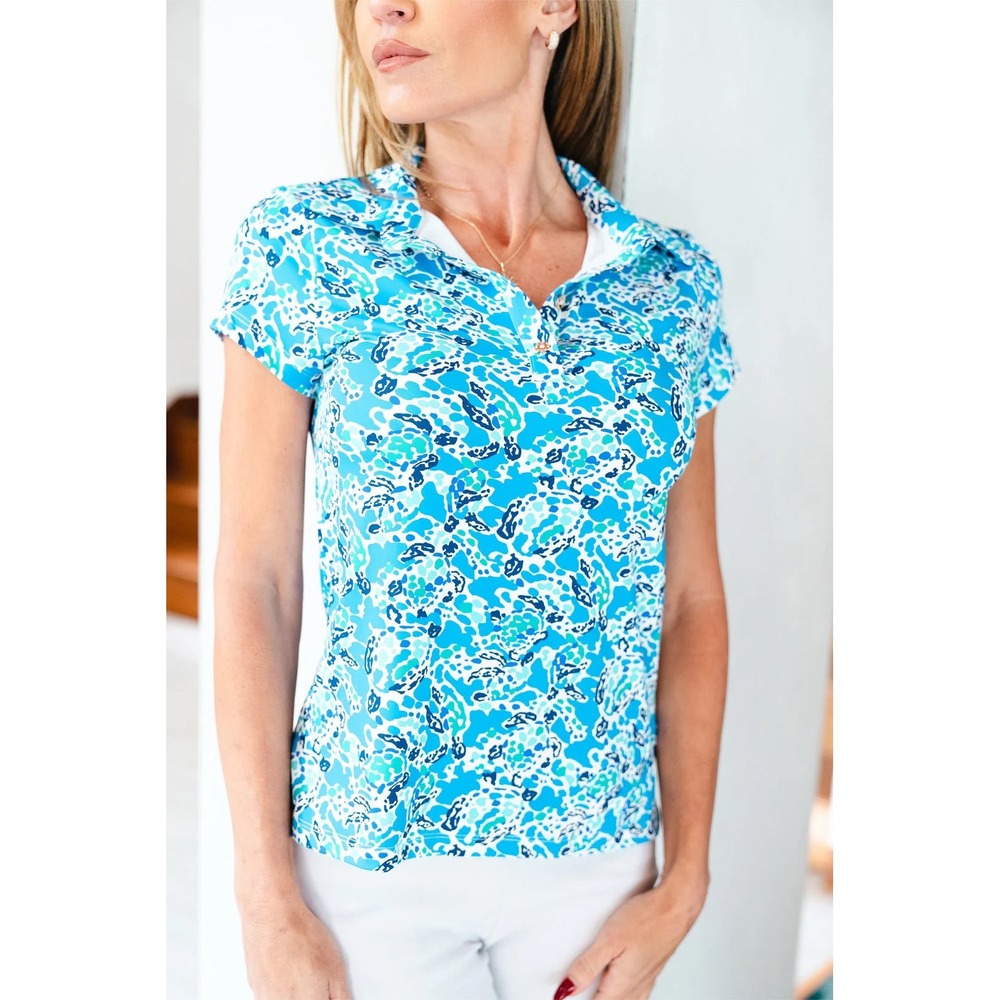 Jean Pierre Klifa Tennis Tee Ride the Wave Short Sleeve Polo Size Large